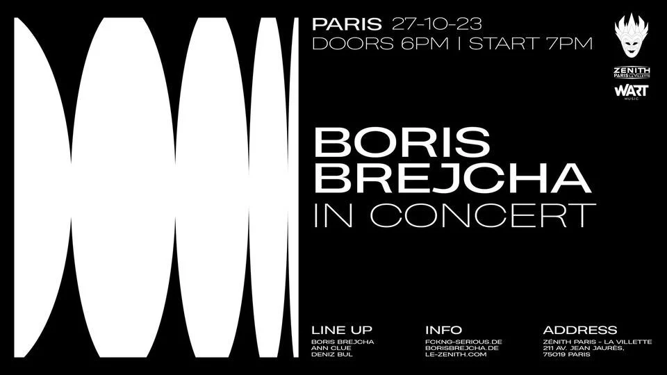 BORIS BREJCHA in concert - Zénith Paris - La Villette - ven. 27 oct. 2023